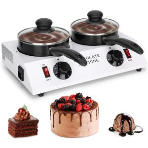 Chocolate Melting Machine Electric Heating Chocolate Tempering Machine Melting Pot Fast and Even Melting Ideal Create for Chocolate ,Candy, Butter Making Warming Coffee Milk Wine (Double)