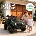 Ride On Car, Bluetooth Ride on Toys for Toddlers, 12V Kids Battery Powered Vehicles w/Remote, 3.5 mph Motorized Off-Road Truck, Electric Car for Kids w/3 Speeds,LED Lights- Olive, Large