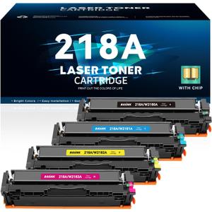 218A Toner Cartridge 4 Pack (with Chip) Replacement for HP 218A 218X Compatible for Color Pro 3201dw MFP 3301fdw 3301sdw 3301cdw 3201 3301 Printer W2181A W2182A W2183A (B/C/Y/M)
