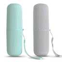 Sunenlyst 2Pcs Travel Toothbrush Holder, Portable Toothbrush Case for Traveling, Camping, Business Trip and School, Multifuction Plastic Toothbrushes Toothpaste Set with Two ColorsLength：7.7"