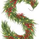 Christmas Norfolk Pine Garland,Real Touch Faux Winter Greenery Garland with Light for Stairs Table Fireplace Backdrop Wall,Christmas Holiday Seasonal Winter Decor (9ft)