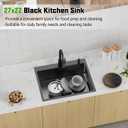 Black 27x22 Inch Drop In Kitchen Sink-Stainless Steel Topmount Modern Single Bowl Large Kitchen And Bar Sink Come With Silicon Mat,Drain Strainer Set Compatibility With Various Kitchen&Bar Style