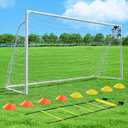Soccer Goal 12x6,10x6.5, 8x6, 6x4FT Soccer Goals for Backyard Metal Soccer Goals for Kids Youth Adults Large Outdoor 2" Steel Soccer Goal Post Frame with Soccer Net Target Net Portable Agility Ladder