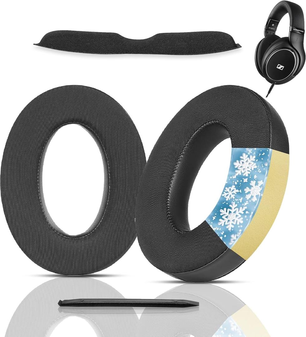 HD598 Headset Earpads Compatible with Sennheiser HD599 HD598 HD598CS HD598SE HD595 HD569 HD559 HD560 S HD558 HD555 HD518 HD515 Game One PC360 PC373D Headset(Cooling Gel and Memory Foam Ear Cushions)