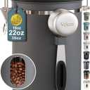 Veken Coffee Canister with Window,Airtight Stainless Steel Kitchen Food Storage Container, Date Tracker & Scoop for Grounds Coffee, Beans, Tea, Flour, Cereal,Sugar,22OZ,Grey