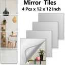 Shatterproof Wall Mirror Full Length for Bedroom, Acrylic Gym Mirrors For Home, Extra Thick: 0.12 inch, 12 x 12 inch x 4 Pcs, Workout Mirrors Safe for Kids, Over The Door, Long Wall Mounted