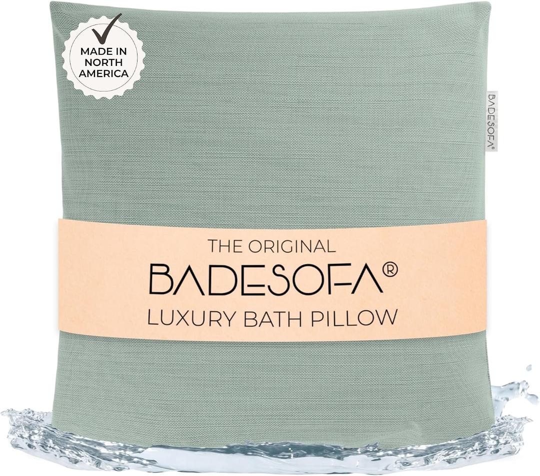 BADESOFA Luxury Bath Pillow M - Lusciously Soft & Comfortable Tub Pillow for Bathtub - Washable & Quick-Drying Bath Back Pillow - Non-Slip Full Body Tub Pillow - Luxury Spa Cushion in Green