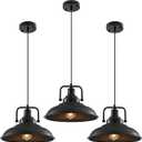 Black Pendant Light 12.5 inches 3 Packs, Farmhouse Pendant Light, Industrial Pendant Lighting, Kitchen Pendant Lights, Pendant Lights Kitchen Island for Dinning Room Entryway Barn