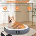 Heated Cat Bed for Small Cats, 19" Soft & Cozy Donut Pet Bed With Timer & Temp Adjustable Heating Pad for Indoor Kitten, Electric Warmer