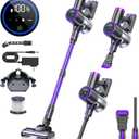 Bieiao Cordless Vacuum Cleaner, Stick Vacuum with LED Display, 2 Modes 6 in 1 Lightweight Rechargeable Cordless Stick Vacuum with 40Min Detachable Battery Vacuum Cleaner for Home Hard Floor Carpet