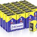 9V 6F22 Batteries High-Power Batteries Long Battery Life 9 Volt Carbon Batteries 3 Years Shelf Life, Leak-Proof 9V Batteries Suitable for Smoke Detectors and Other Electronic Products (24-Counts)