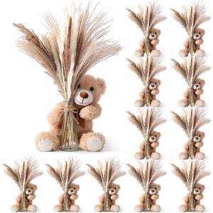 Canlierr 12 Sets Baby Shower Centerpieces Bear Vase Pampas,Glass,Boho