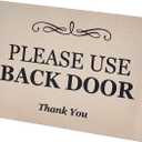 Please Use Back Door Sign - Metal, Aluminium With Adhesive, Notice For Deliveries, Packages, Post  