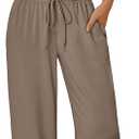 Trendy Queen 2 Piece Matching Summer Lounge Set Womens Side Ruching Top Wide Leg Pants Sets with Pockets, Size Medium
