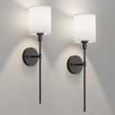 Tipace Wall Sconces Sets of 2, Rustic Industrial Wall Lamps, Hardwired Column Stand Sconces Wall Lighting, Bathroom Vanity Light Fixture with Fabric Shade for Bedroom Living Room Kitchen, Black