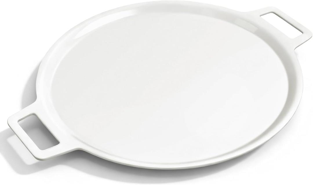 16" 3-Layer Hybrid Pizza Steel for Fast & Even Heating, Ceramic Nonstick Smooth Pizza Pan, Oven Baking Steel for Pizzas Up to 14", 304 Stainless Steel + Aluminum Core + 403 Stainless Steel, Non-etched, Extra Large