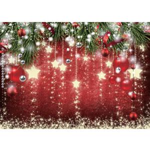 SJOLOON Christmas Backdrops Red Ball Theme Background Shining Stars Background New Year Backdrop for Christmas Party Decoration Banner Photo Shoot 12364 (10x8FT)