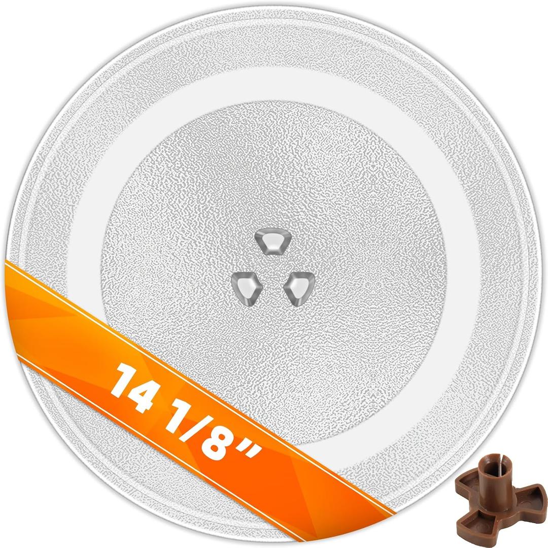 Microwave Glass Plate 14 1/8 inch - Exact Replacement for Microwave Turntable Part Numbers W10531726 / W11358813 and W11402532 - Dishwasher Safe