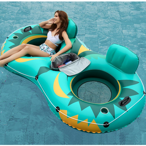 Jasonwell Inflatable River Tube Float - 2 Person Heavy Duty River Float Pool Floats with Removable Cooler Lake Water Tubes for Floating River Raft Lounge Floatie with 2 Cup Holders for Adults (Green)