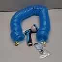 Recoiled Garden Water Hose 3/8"ID x 50ft Premium Water Nozzle Sprayer 10 Adjustable Patterns With 3/4"Inch Brass Fittings Retractable, Non-Kinking Outdoor Patio Hose Marine & Boat, Blue(50')