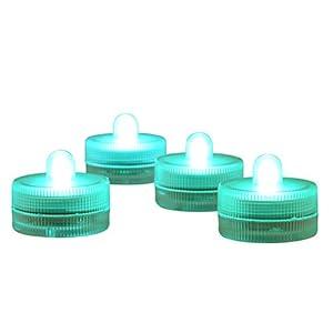Halloween Lights Submersible LED Lights cr2032 Battery Powered Underwater Waterproof LED Tea Light for Events Wedding Centerpieces Vase Floral Xmas Holidays Home Decor Lighting (Pack of 12) (Teal)