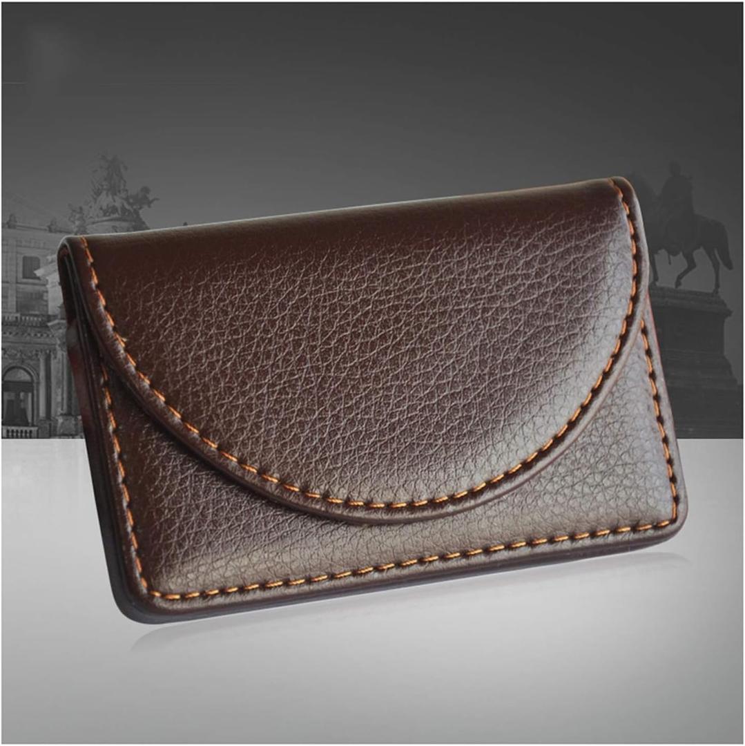 High capacity Leather Business Card Holder - Portable Case, Credit Cards, Bank and More Holds up to 20 business cards(A)