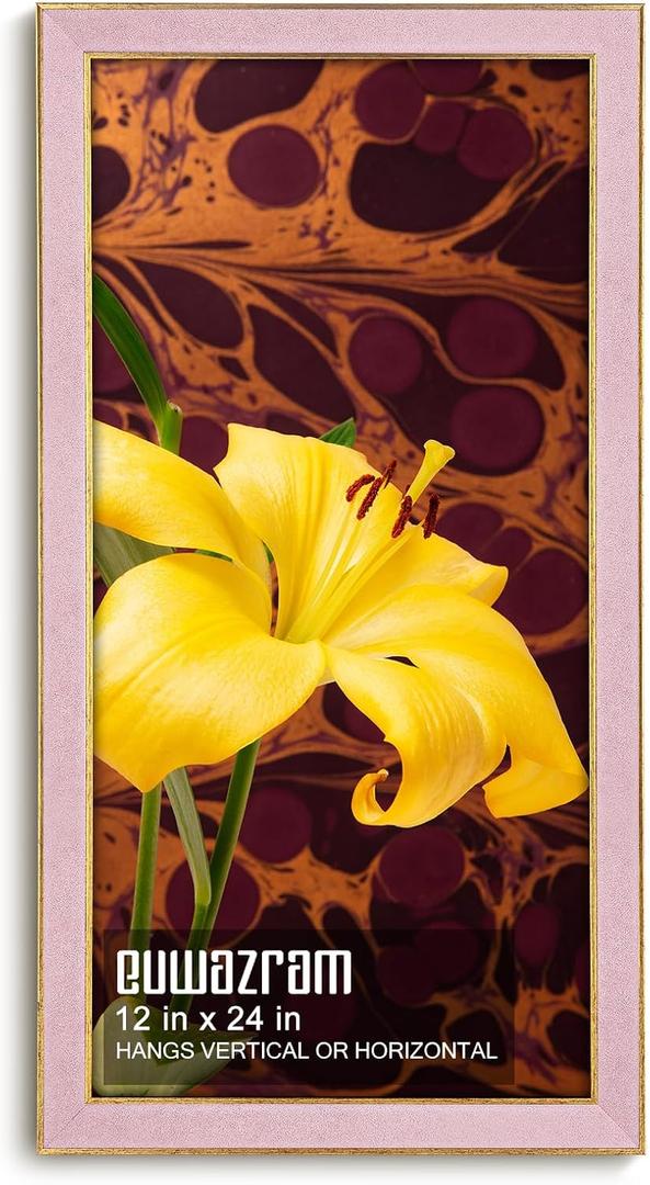 Suede 12x24 Frame - Single Frame, Christmas Elegant Pink 12 x 24 Poster Frame, 12x24 Picture Frame for Artwork Puzzles Photos and Movie Posters