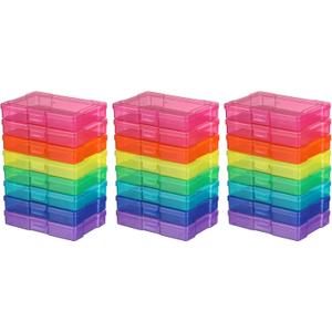 novelinks Transparent 4" x 6" Photo Storage Boxes - Photo Organizer Cases Photo Keeper Picture Storage Containers Box for Photos - 24 PACK (Multi-colored)