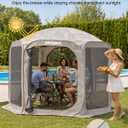 Porayhut Pop up Screen House Tent Sun Shelter with Breathable Mesh Doors,Portable Camping Tent with Detachable Waterproof Floor,10x10FT Screen Canopy Outdoor for Family Friends Party, Large size