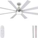 Large Ceiling Fans with Lights and Remote - 62 Inch Brushed Nickel Ceiling Fan with Light, Quiet DC Motor, 3 CCT, Modern Dimmable Lighting & Ceiling Fans for Living Room Patio,Indoor/Outdoor