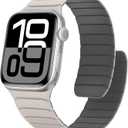 Magnetic Silicone Bands Compatible with Apple Watch 42mm(Series 11/10) 41mm 40mm 38mm, Sport Wristband for Men Women Compatible with iWatch SE Series 11 10 9 8 7 6 5 4 3, Starlight-Grey