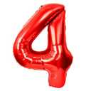 Birthday Balloons 40" Number Balloon w/ Blow Up Straw Red Color Part Decorations Long Balloons 53448 (4)