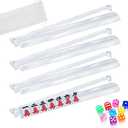 4 Sets Mahjong Racks with Pushers and 9 Colored Dice, Modern Clear Acrylic Mahjong All-in-One Tile Rack & Pusher Arm Compact Easy Carry Mahjong Accessories