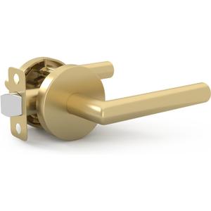 Mega Handles Ronn Passage Lever Door Handle Set for Hallway, Closet and Bathroom, Heavy Duty Door Levers, Fits All Standard Door Sizes, Screws Included - Satin Brass (1 Pack)