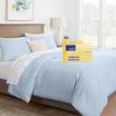 THREAD SPREAD - Oversized King Duvet Cover, 600 Thread Count Sateen 3Pc Egyptian Cotton Duvet Cover Set, 100% Pure Cotton Comforter Cover, 2 Pillow Shams, Zipper Closure, 7 Corner Ties, Light Blue