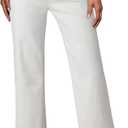 Sidefeel Women's Wide Leg Jeans High Waisted Tummy Control Stretchy Pockets Front Straight Leg Jeans (6, White)