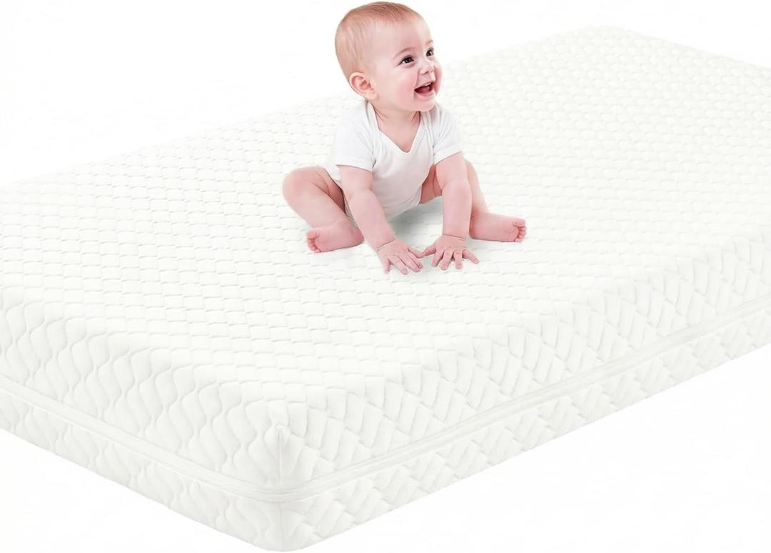 SCHNAUZER HOME Crib Mattress, Dual-Sided Breathable Baby and Toddler Memory Foam Mattress with Removable and Washable Cover, 100% Knitted Fabric, Fits Standard Cribs and Toddler Beds, 52" x 28" x 5"
