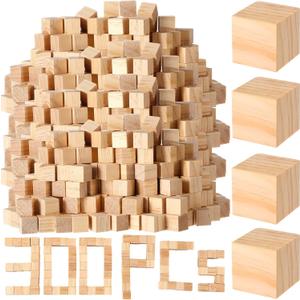 Barydat 300 Pcs 0.5 in Wooden Cubes,Unfinished Wooden Blocks for Crafting Natural Craft Wood Square Blank Cube for DIY Project Baby Showers