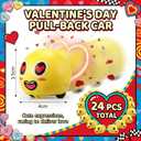 24 Pcs Valentine's Day Toys Wind up Car Toys Pull Back Cars Bulk 1.57 Inch Smile Heart Love Miny Vehicles Toy Racing Cars for Valentine's Day Gifts Party Favors Goodie Bag Fillers