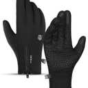 Winter Thermal Gloves for Men Women - Sensitive Touch Screen Texting Fingers, Waterproof & Windproof Function Anti Slip Palm, Stylish & Warm for Cycling Hiking Driving Running Walking Daily Work (Small, Black)