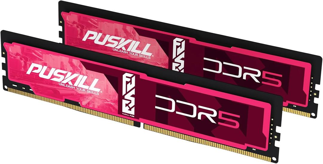 PUSKILL 32GB DDR5 RAM (2x16GB) 4800MHz CL38 Desktop Memory Kit | High-Performance PC Upgrade for Gaming & Multitasking | Intel & AMD Ryzen 7000 (AM5) Compatible