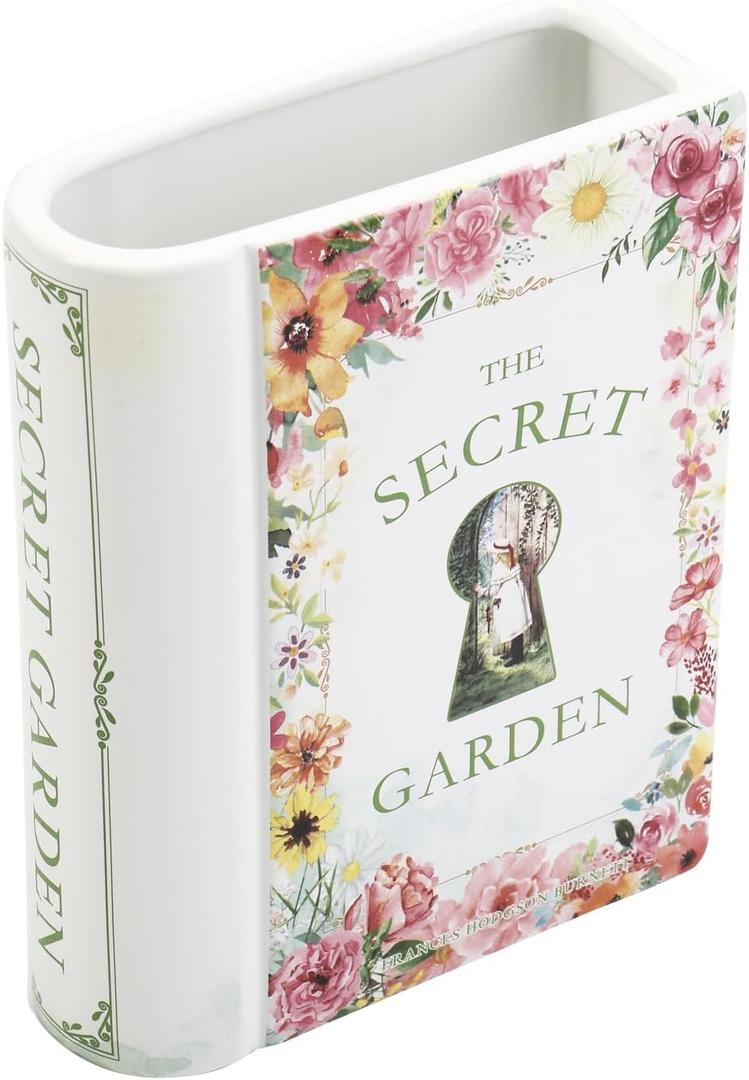 Ceramic Book Vase, Book Vase for Flowers, Ceramic Book Shaped Vase, Book Flower Vases, Unique Ceramic Vases for Home, Office, Bedroom, Living Room, Dining Table