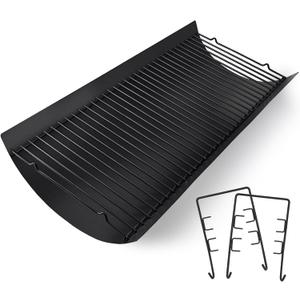 Criditpid 27 Inch Ash Pan Drip Pan Ashpan for Char Griller 2121, 2828, 2929, 1224, 2727, 2222, 1324 Charcoal Grill Parts, 27" Charcoal Tray Grill Pan Replacement Parts with 2pcs Fire Grate Hanger