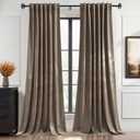 StangH Taupe Velvet Curtains 84 Inches Long, Neutral Earth Tone Drapes for Living Room, Minimalist Scandi Room Darkening Window Treatment with Back Tab & Hook Belt, W52 x L84, 2 Panels