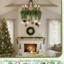 15 Pcs Christmas Chandelier Garland Decorations Including 6FT Artificial Cedar Garlands Velvet Balls DIY Christmas Hanging Garland for Living Dining Room Decor