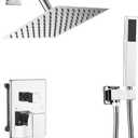 Chrome Shower System with High Pressure 8'' Rainfall Shower Head, Handheld Shower head, Bathroom Luxury Rain Mixer Shower Combo Set Wall Mounted Shower Faucet Rough-in Valve and Trim Kit