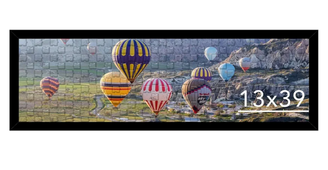 13x39 Picture Frame Black for Puzzles Poster Photo Picture, Horizontal and Vertical Formats for Wall Hanging, 13 x 39 Wall Gallery Poster Photo Puzzles Frame for 13 by 39 Photos Posters, Black