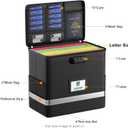 Fireproof File Box with Lock, Document Box Storage Organizer, Suitable for Hanging File Folders in Letter Size, Collapsible File Box, Reflective Strip for Fast Find (12.2"*6"*10.2, Black)