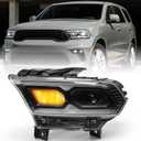 FIONE for Dodge Durango Headlight Assembly 2021 2022 Headlamp Replacement Front Head Light Lamp LED Style Black Left Driver Side LH 68433779AE