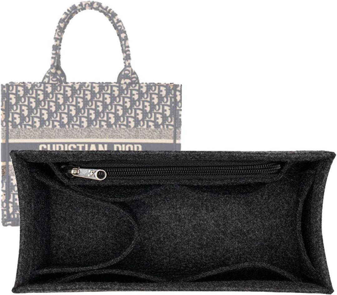 bag organizer for woman bags book tote bag insert small size organizer 2008Darkgrey-medium (M/8.7*3.9*5.9in)